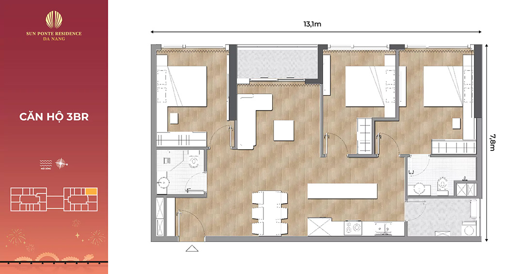 Layout thiết kế và căn hộ điển hình tại Sun Ponte Residence
